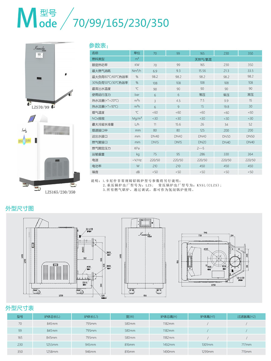 低氮冷凝铸铝锅炉KNSL（LZS）70/99/165/230/350